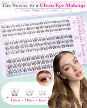 Newcally Natural Lash Clusters 12mm close-up for fuller fringe.