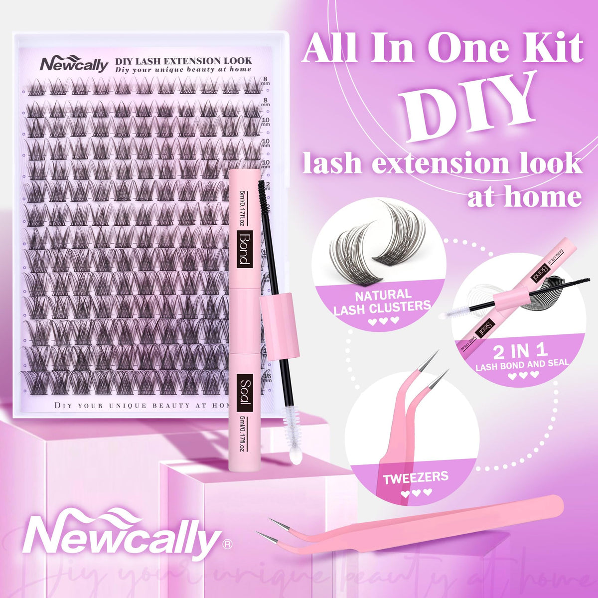 Newcally wispy cluster lashes 8-16mm adds natural-looking volume