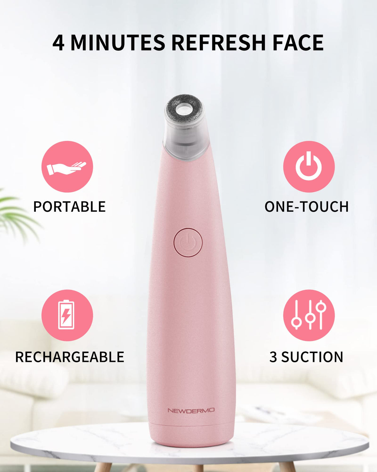 NEWDERMO portable-cordless-design supports USB recharge for on-the-go routines.