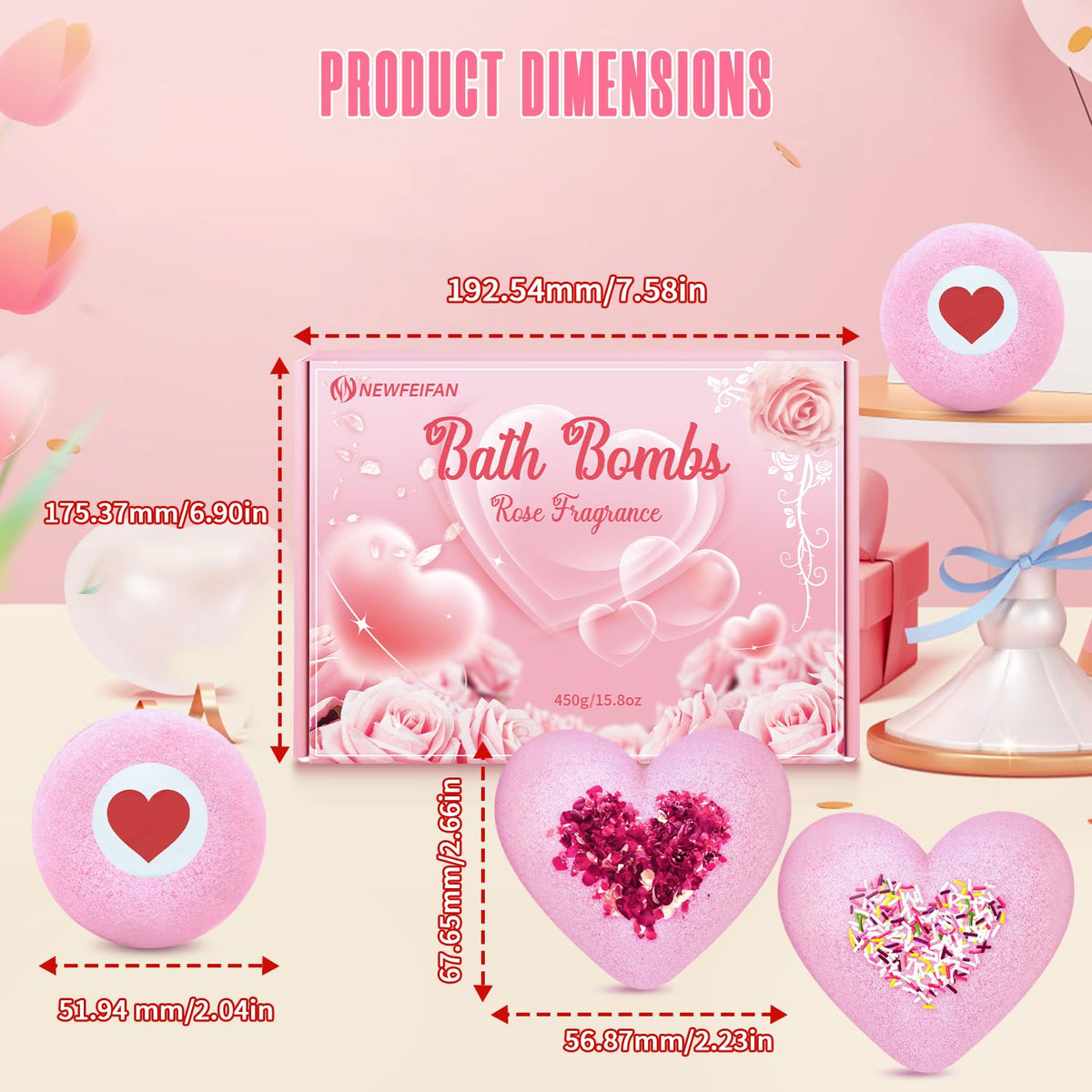 NEWFEIFAN no stain formula bath bombs for easy tub cleanup