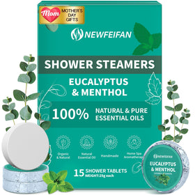NEWFEIFAN shower steamers in eucalyptus mint 15-pack for a refreshing shower aroma