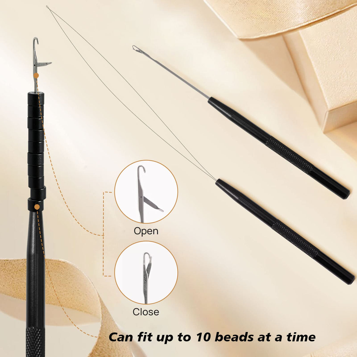 NEWISHTOOL metal bead threader enables smooth bead insertion.