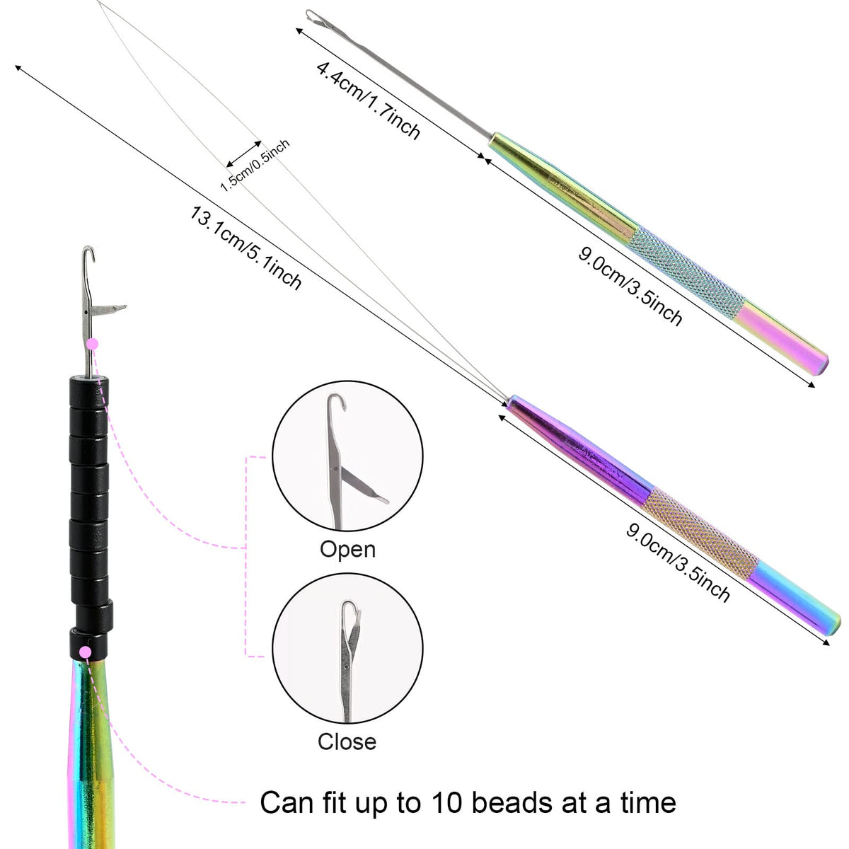 NEWISHTOOL pulling hook aids easy hair threading for micro link setups