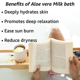 New Miuz Aloe Vera Milk Bath powder ideal for hydrating skin during a relaxing soak.