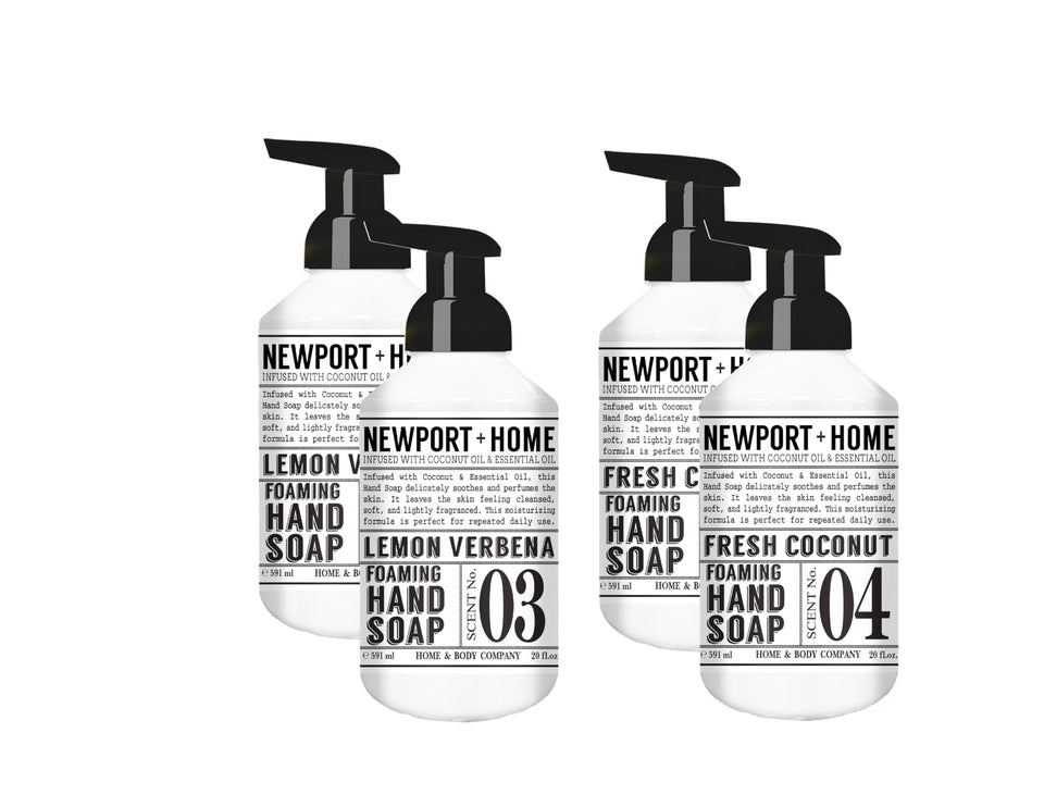 Newport Home Foaming Hand Soap Lemon Verbena bottle for daily cleansing with a light, refreshing scent.