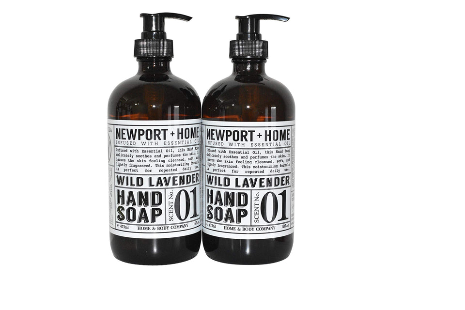 Newport Home Hand Soap Co bottle front view with Wild Lavender scent for daily care.