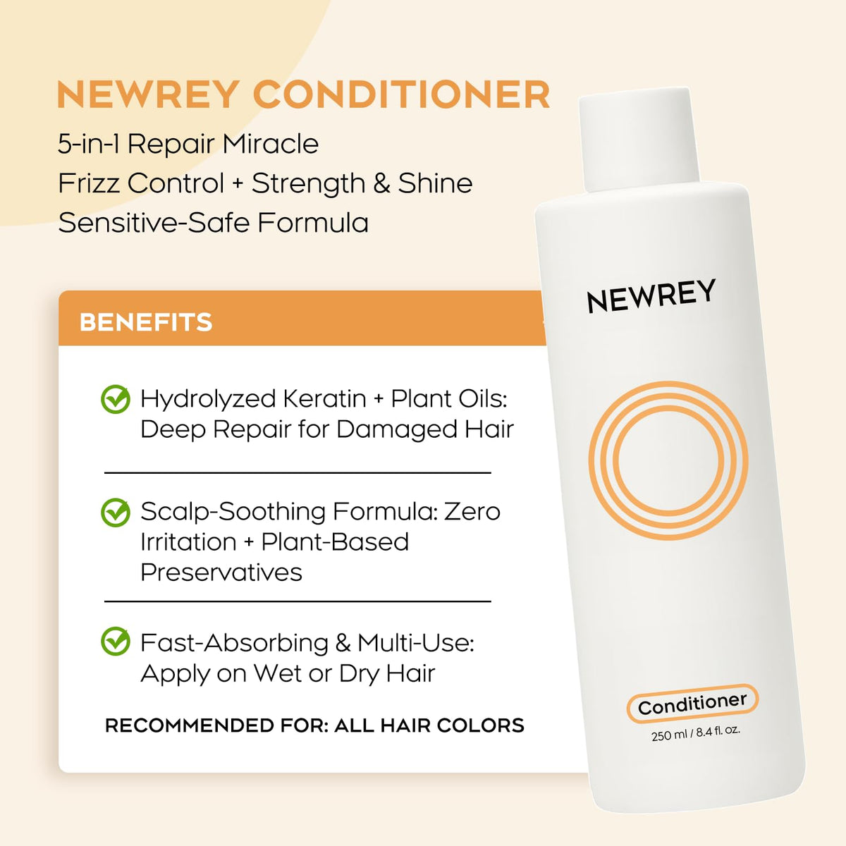 NEWREY Hydrating Conditioner bottle back showing ingredients and pH balance
