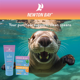 Newton Bay Swimmers Soap cruelty-free logo indicating no animal testing.