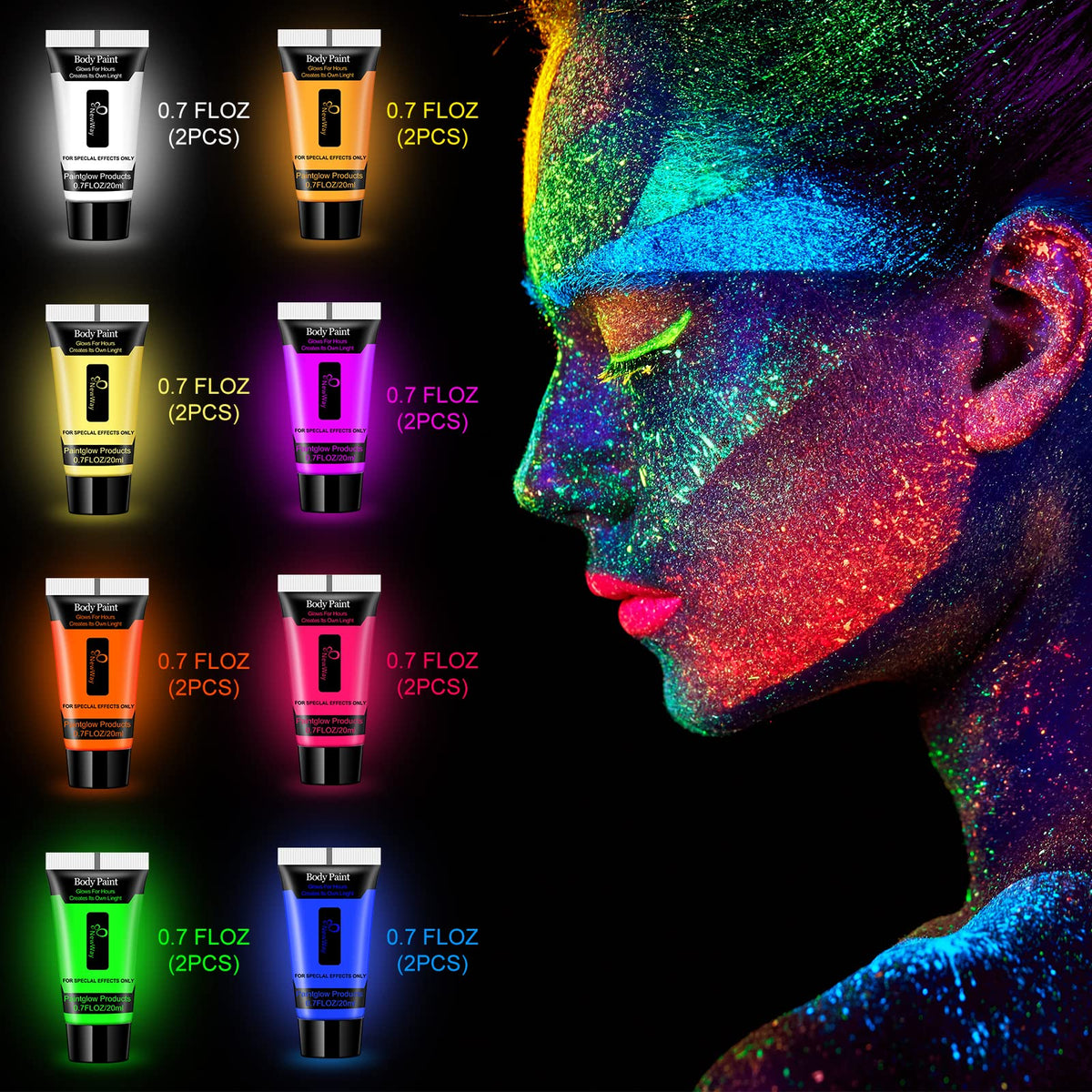NewWay neon body paint set with eight colors for bold festival looks
