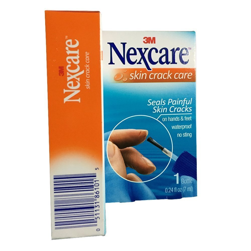 Nexcare Skin Crack Care Liquid application shows an easy, protective seal for dry areas.