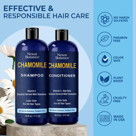 Nexon Chamomile shampoo pour demonstrates easy rinse and cleansing