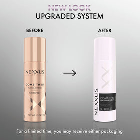 Nexxus Comb Thru Finishing Mist bottle with glossy, natural movement