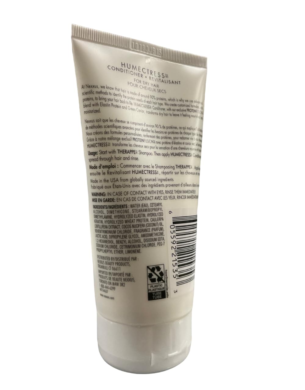 Nexxus Humectress conditioner label side highlights packaging and moisture focus