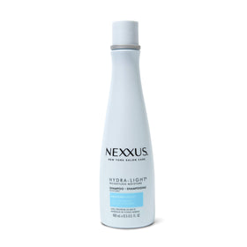 Nexxus Hydra-Light shampoo bottle showing weightless moisture for oily hair.