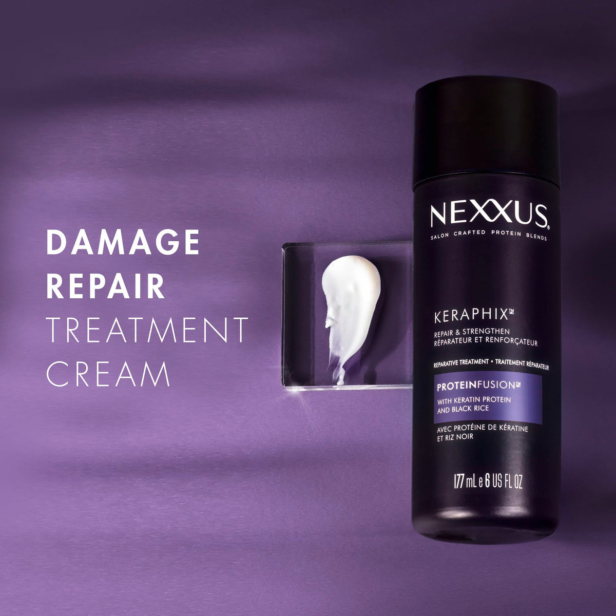 Nexxus Keraphix leave-in conditioning option on damp strands.