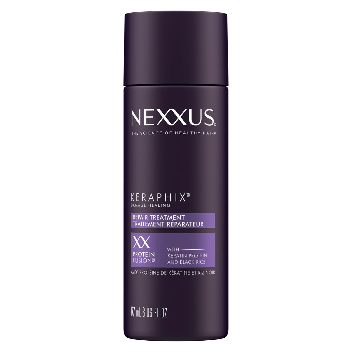 Nexxus Keraphix pre-wash cream bottle ready for application to damaged hair.