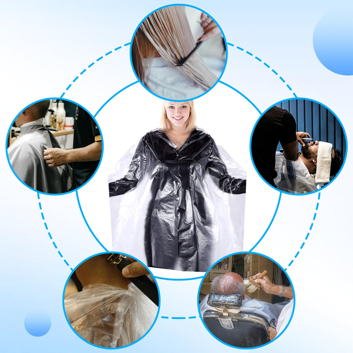 Neyauo professional salon cape suited for dyeing, coloring, and perming.