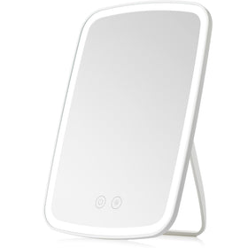 NEZZOE lighted makeup mirror in compact desk setup for on-table beauty prep