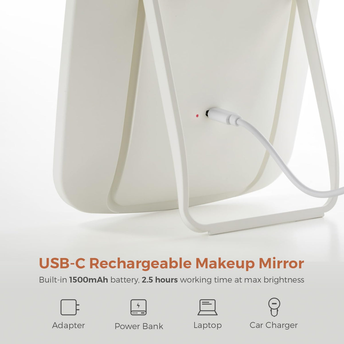 NEZZOE portable mirror with adjustable angle suits desks, bathrooms, travel