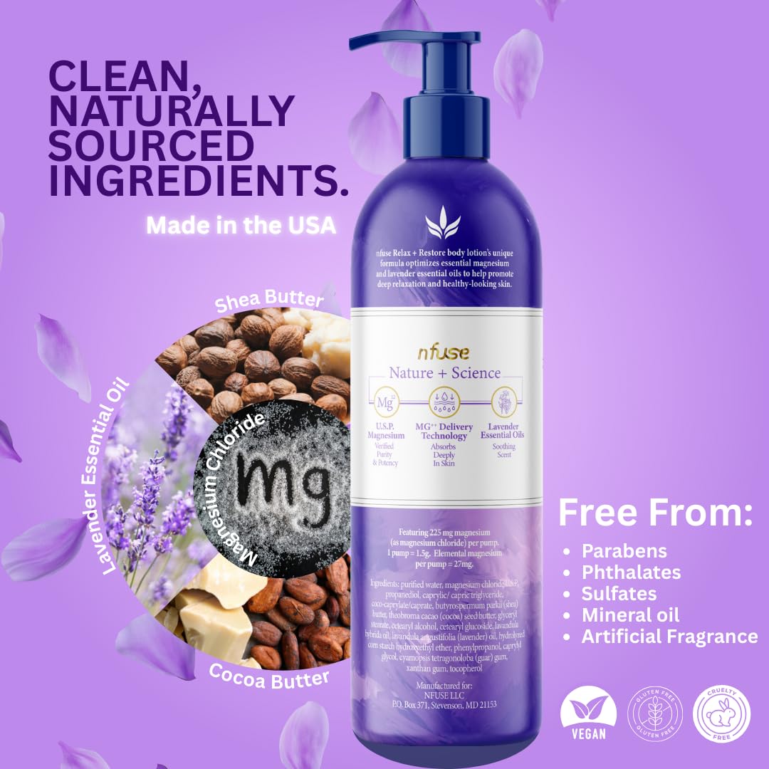 nfuse Magnesium Lotion lavender close-up highlighting calming aroma