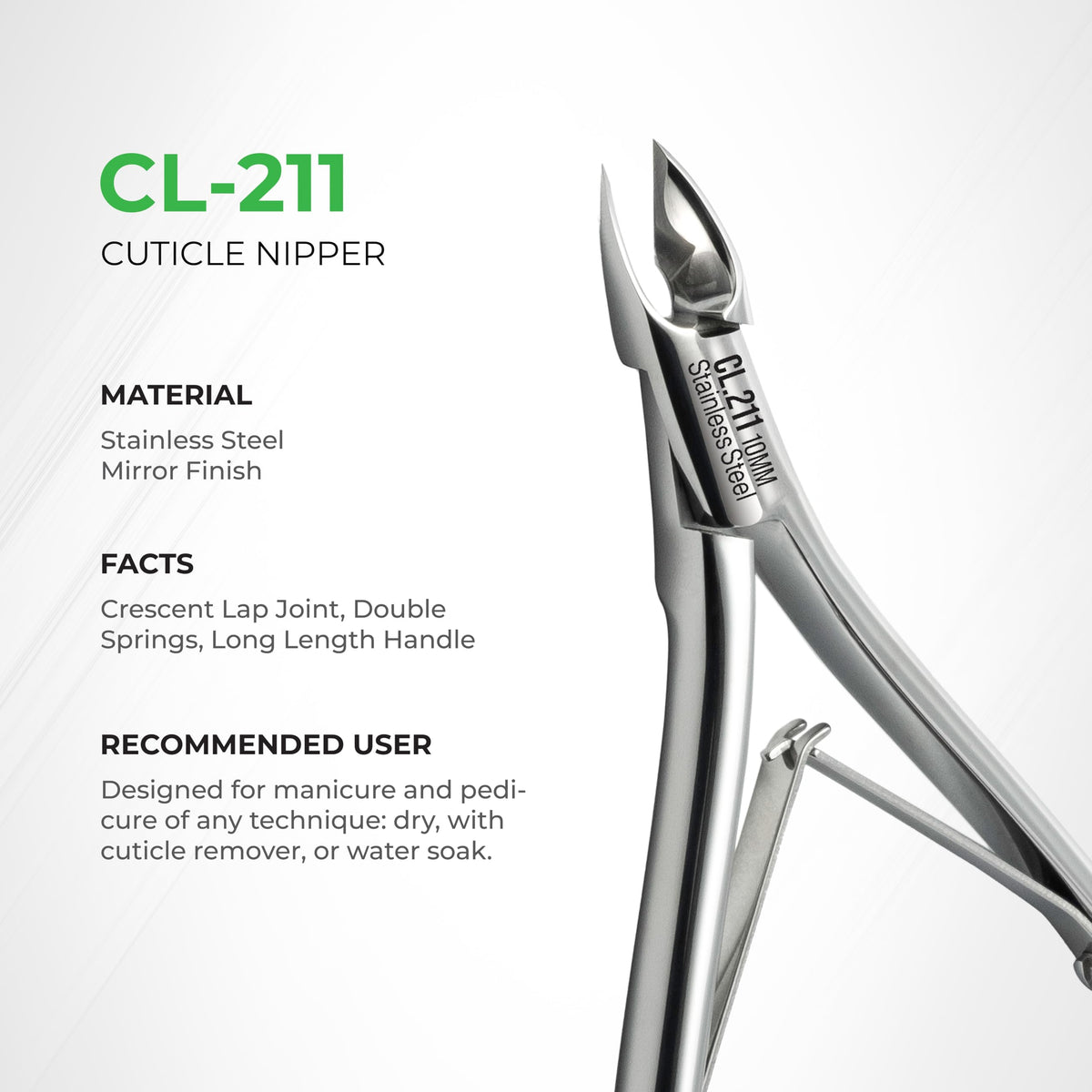 NGHIA CL-211 jaw-size detail, 7–10 mm depth for thicker nails.
