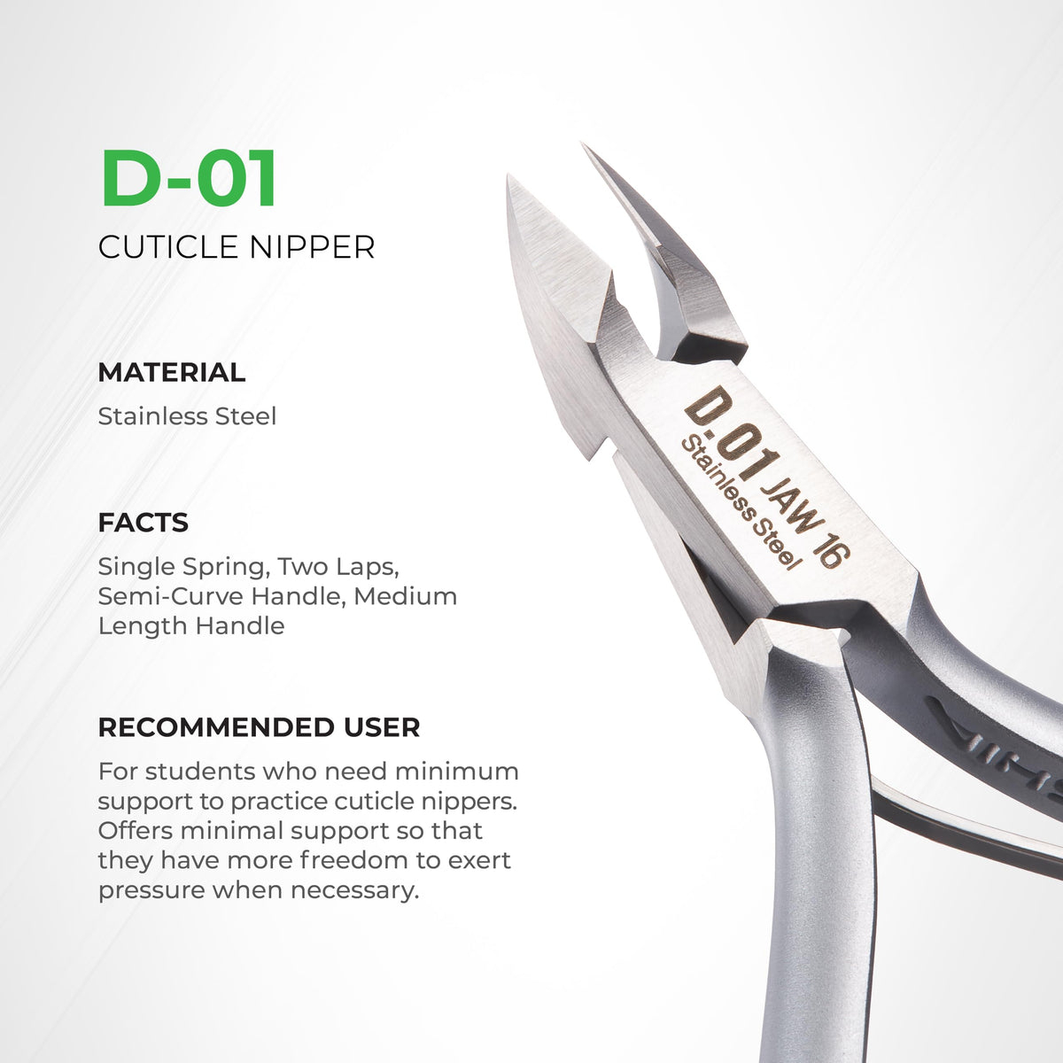 NGHIA cuticle nipper D-01 grey plated finish adds durability and premium look.