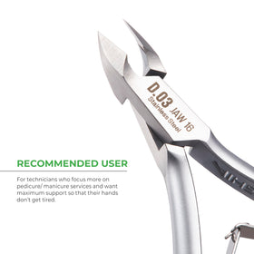 NGHIA Cuticle Nipper D-03 JAW16 in hand demonstrating confident control for precise grooming.