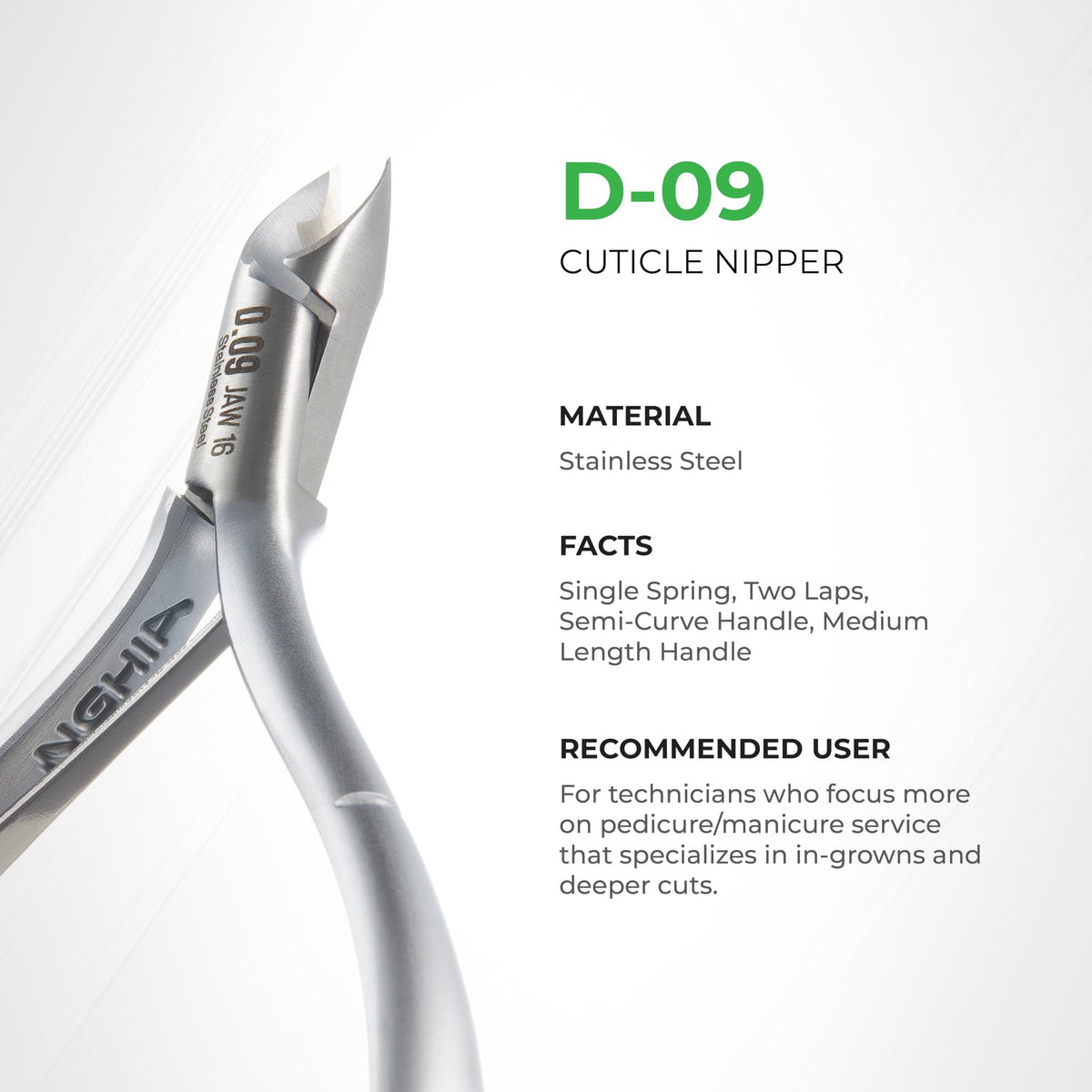 NGHIA Cuticle Nipper D-09 JAW 14 in salon use for neat cuticle care.