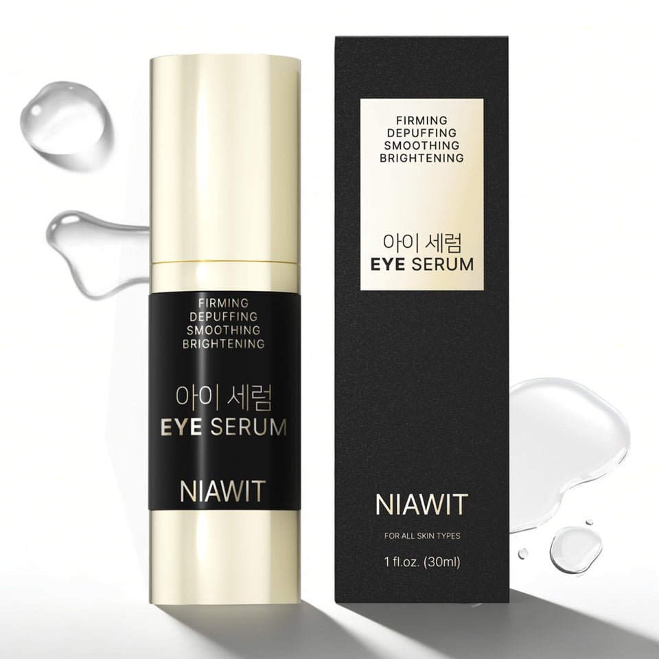 NIAWIT Eye Serum lightweight gel glides on for refreshed under-eye skin.