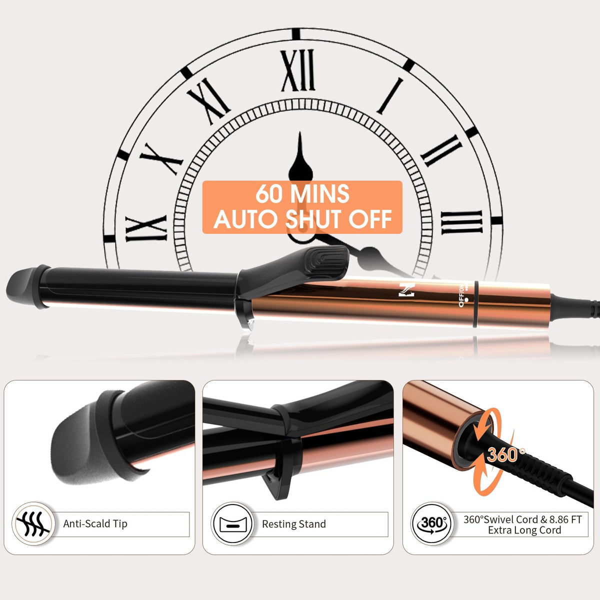 Nicebay Curling Iron’s 360° cord lets you style at any angle