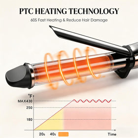 Nicebay curling iron with ceramic-tourmaline coating for even heat and smoother shine