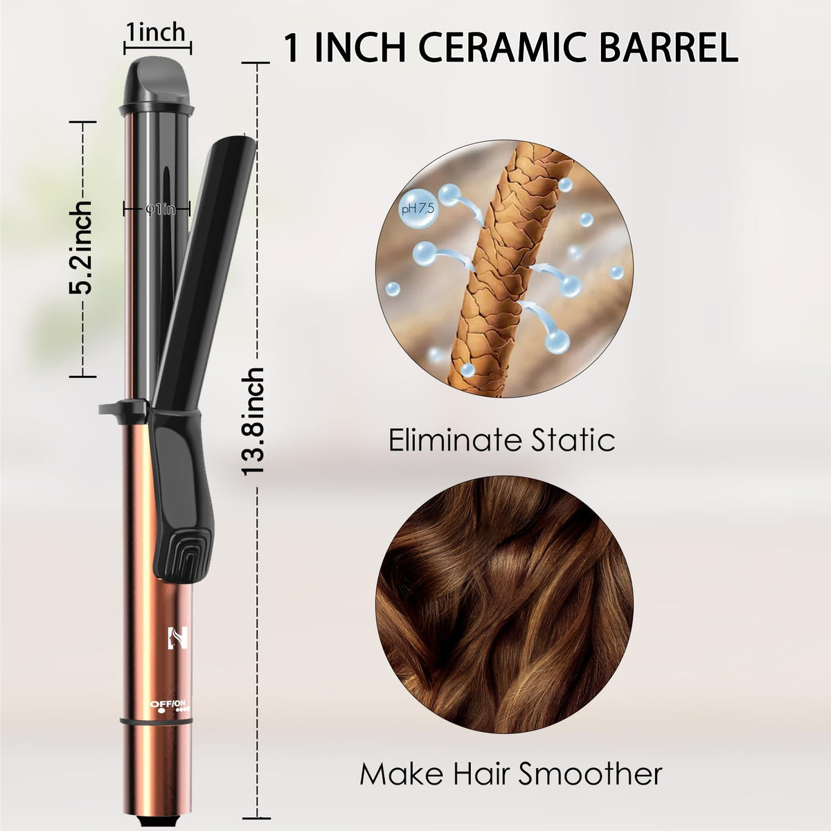 Nicebay Curling Iron LED display shows real-time temperature for precise styling