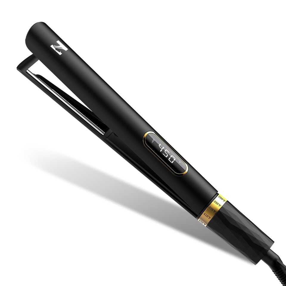 Nicebay flat iron with 1-inch titanium plates for smooth, fast styling.