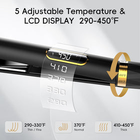 Nicebay flat iron enables 2-in-1 straight and curled looks on the go.