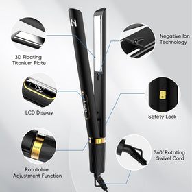 Nicebay flat iron LCD display shows precise heat for controlled styling.