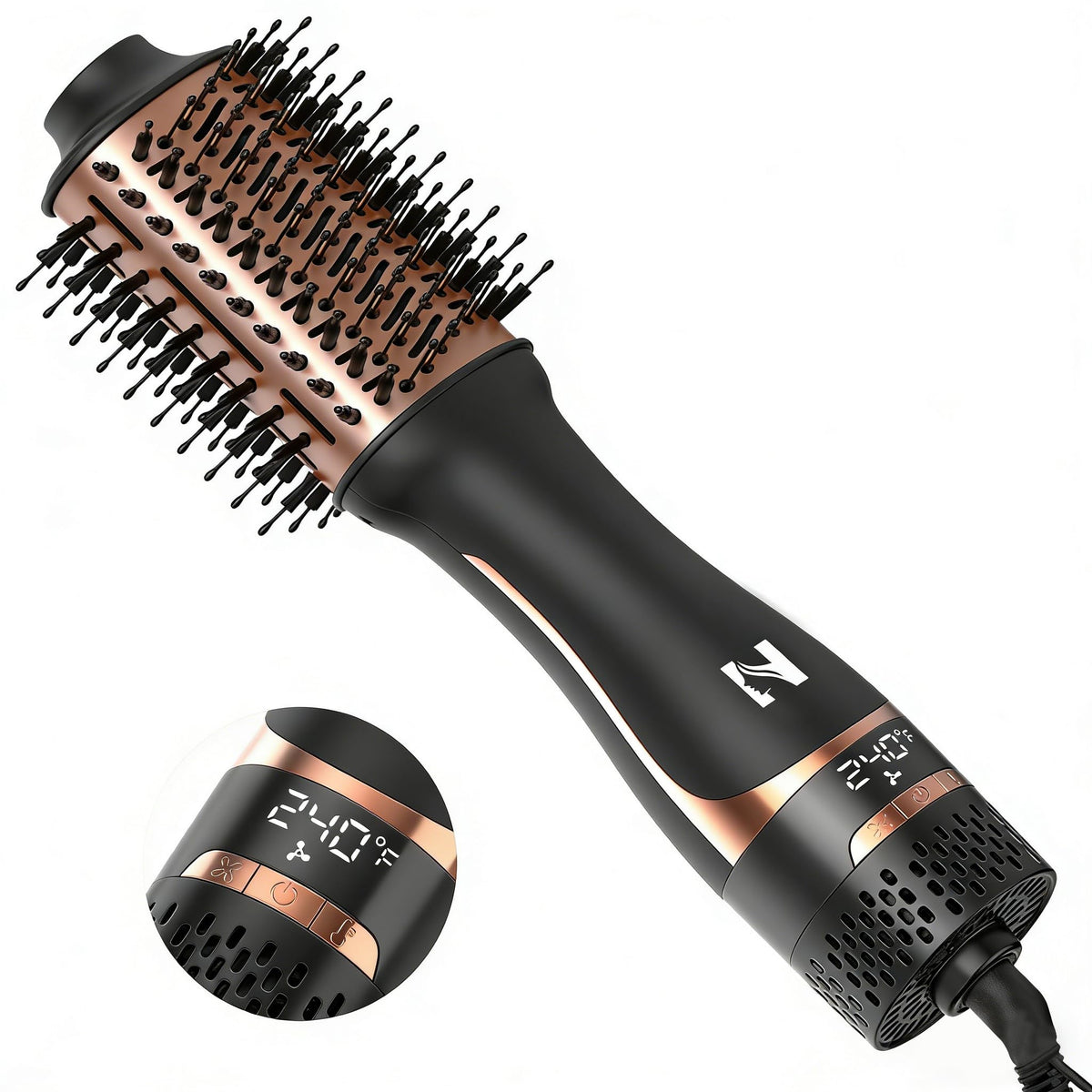 Nicebay hair dryer brush with oval ceramic barrel for smooth, even heat