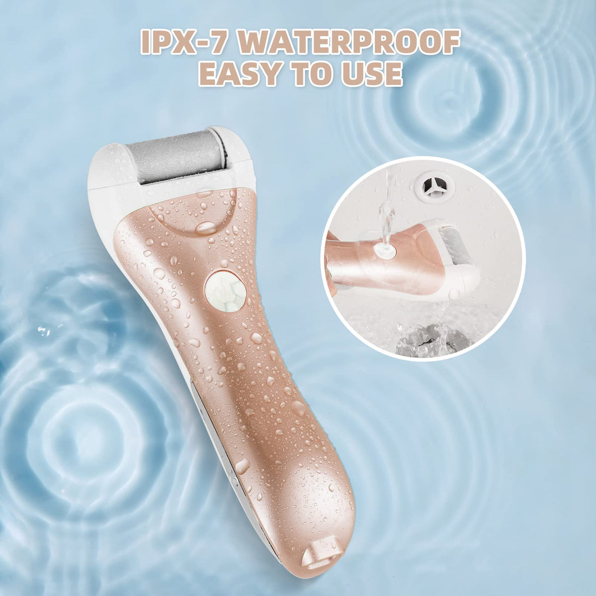 NiceBirdie cordless foot file with 360-degree roller heads for quick results.