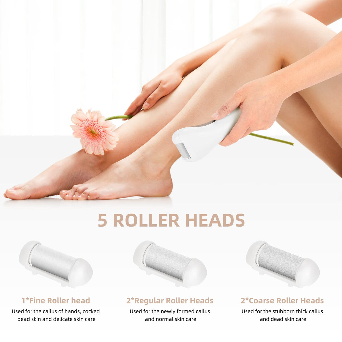 NiceBirdie electric foot file waterproof IPX7 enabling convenient shower-use care.