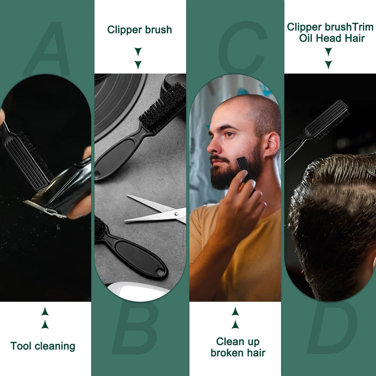 NICEMOVIC barber brush bristles close-up; nylon bristles remove hair and dust.
