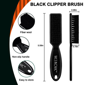 NICEMOVIC barber brush mini handle close-up; ergonomic grip for precise cleaning.