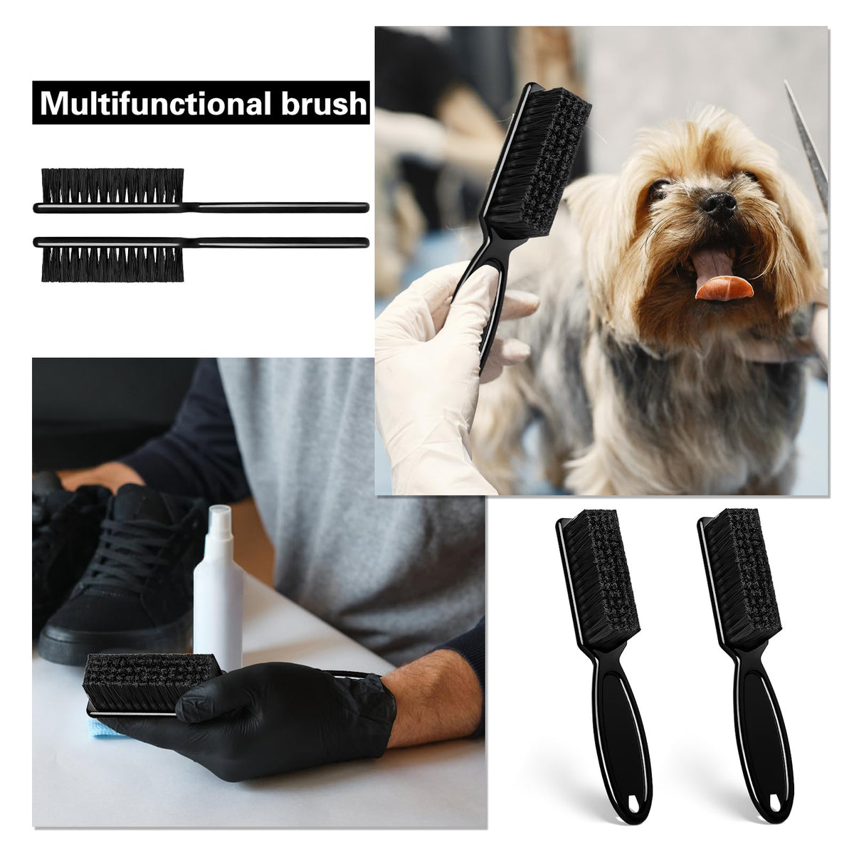NICEMOVIC barber brush slip-resistant grip; secure handling while cleaning tools.