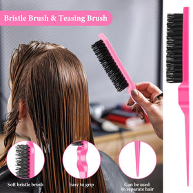 NICEMOVIC edge brush close-up pink nylon bristles for smooth edge control.