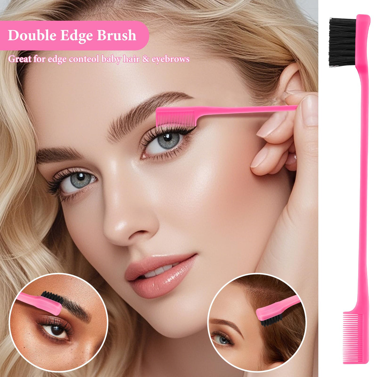 NICEMOVIC rat-tail combs pink pack for precise sectioning and parting.
