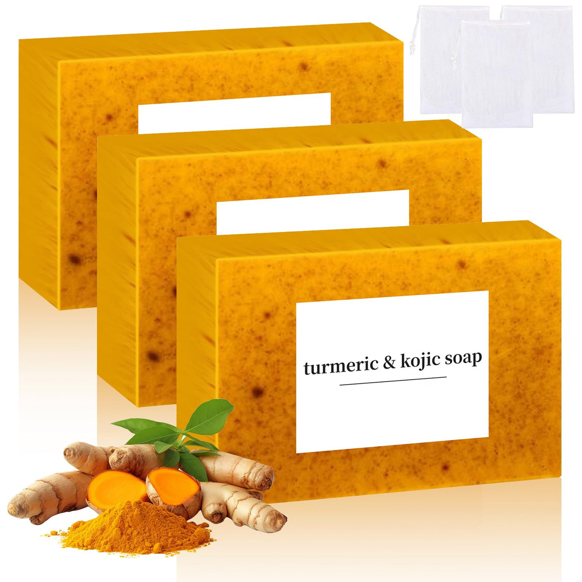 Nicgou Lemon Turmeric Soap for face and body; gentle cleansing.