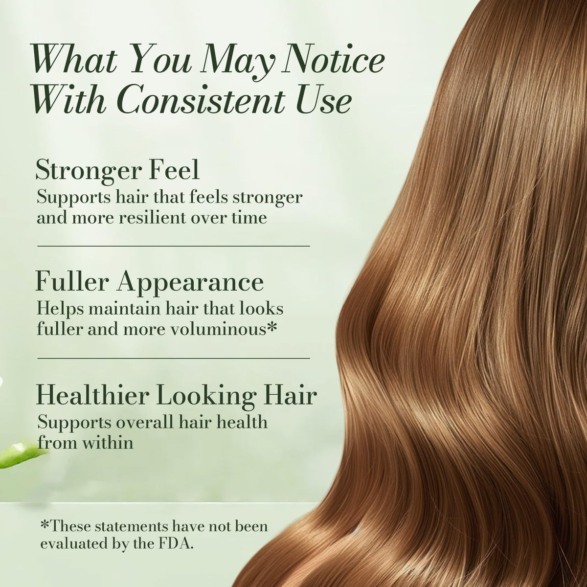 Nichalous silica and horsetail ingredients support hair structure and resilience.