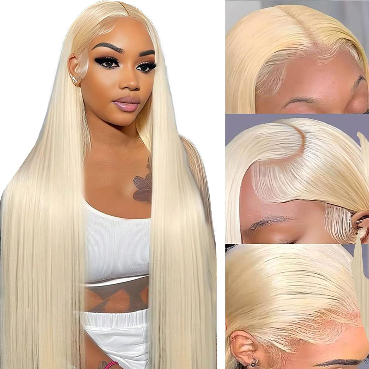 NICILK 30-inch 613 lace front wig in straight blonde for versatile styling