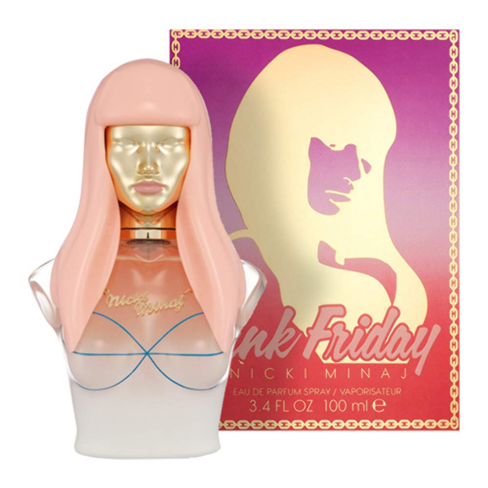 Nicki Minaj Pink Friday packaging and spray bottle for easy application.