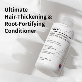 NIDA conditioner cream texture close-up highlights silky, smooth strands.
