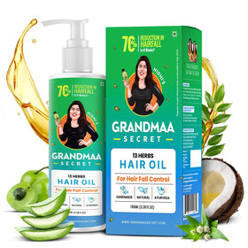 NIDHI'S GRANDMAA SECRET 13 Herbs Hair Oil bottle for daily use on dry hair.