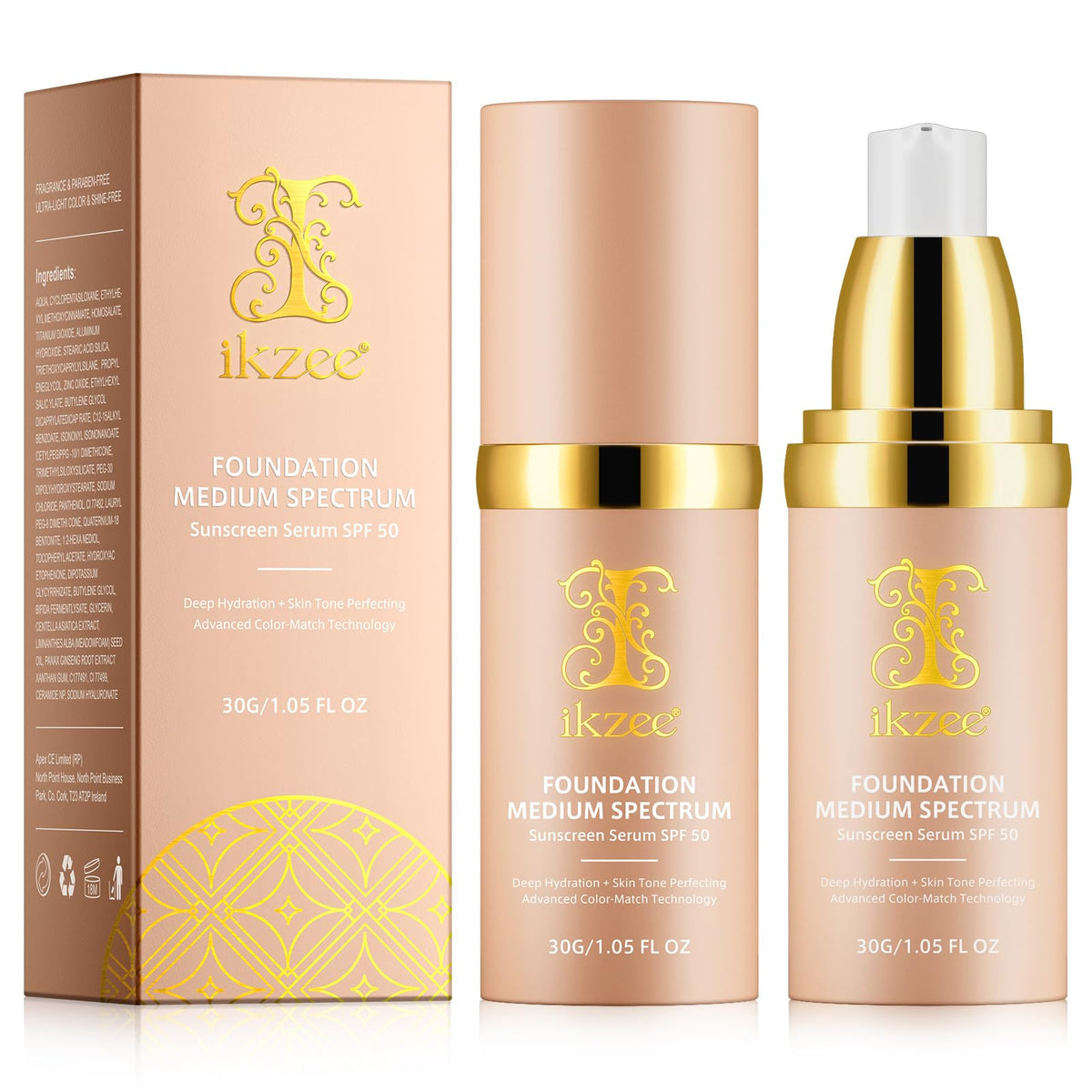 NIFEISHI 4-in-1 foundation bottle showing full-coverage look